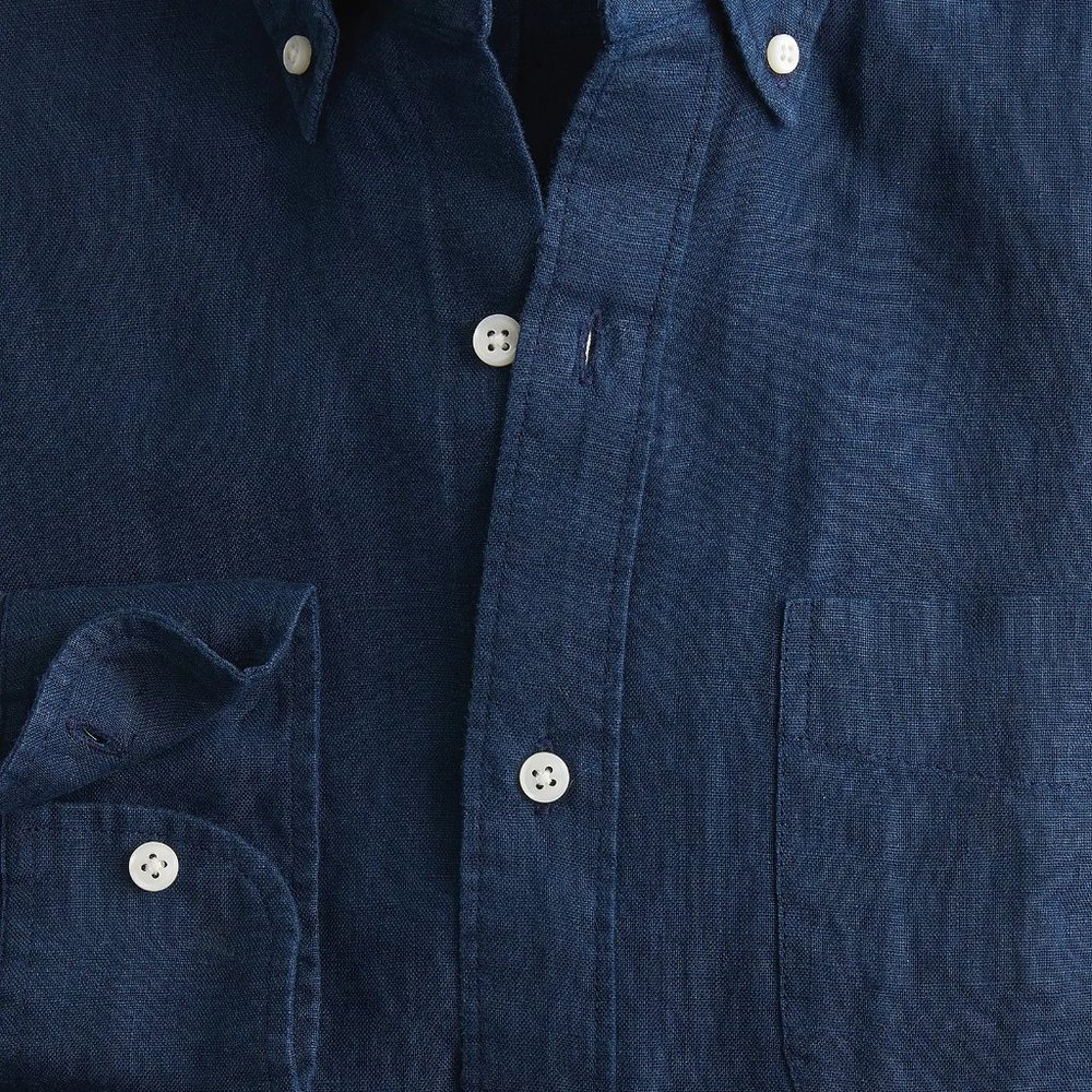 J Crew Navy Blue Oxford Shirt - ST Small linen used Mercantile Dress shirt